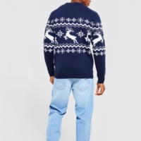 Pull tricoté pour homme, motif jacquard renne Fair Isle, personnalisé OEM, de haute qualité, coupe ajustée, pour l'hiver et Noël, vente en gros