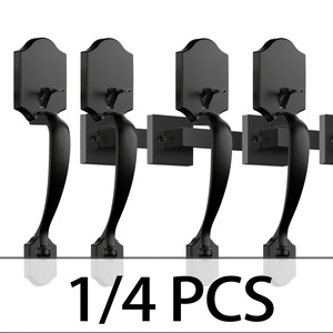1/2/4 Ensembles de poignées de <span class=keywords><strong>porte</strong></span> d'entrée extérieures avec levier réversible pour portes à gauche et à droite, noir et argenté - Product Image 1