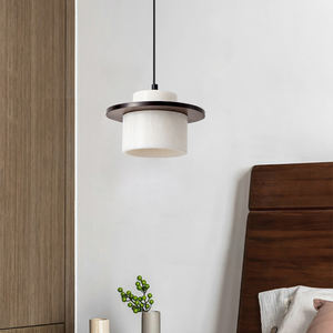 Luminaire suspendu en pierre naturelle et bois massif, style rétro avec abat-jour en travertin/marbre Carrare, <span class=keywords><strong>ampoule</strong></span> E27, montage au <span class=keywords><strong>plafond</strong></span> ou à <span class=keywords><strong>crochet</strong></span> - Product Image 3