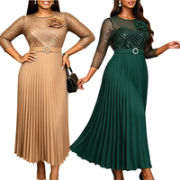 Robes de soirée de luxe ADS051268, élégantes, patchwork, fleurs 3D, plissées, pailletées, robes de bal formelles, robes de soirée maxi pour femmes