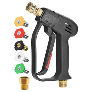 High Pressure Short Gun 4000psi Multi used for Car Wash with 5 color nozzles and M22-14 Converse 15 Adapter