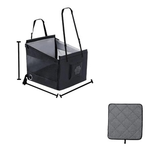 Siège de voiture pliable pour animaux de compagnie, siège rehausseur de voyage pour animaux avec ceinture de sécurité, coussin double face lavable et poche de rangement, produits pour chiens - Product Image 5