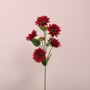 Tournesols en soie à longues tiges, 7 têtes, fleurs artificielles faites à la main, longue durée de vie (3-5 ans), pour la décoration intérieure et les accessoires de photographie - Product Image 6