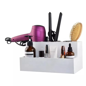 Support de rangement pour salle de bain support pour sèche-cheveux organisateur d'outils pour cheveux support mural avec 3 tasses en acier inoxydable - Product Image 1