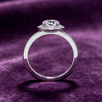 Bague de fiançailles en moissanite GRA D couleur VVS taille brillante 5,8 mm avec halo et sertissage en canal, pour femme, cadeau, passe le testeur de diamant