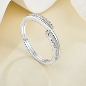 Anillo de Eternidad Redondo de Plata de Ley 925 con Circonitas Cúbicas, Bañado en Rodio, Diseño de Doble Banda Trenzada, Anillo de Aniversario de Bodas, Venta al por Mayor - Product Image 2