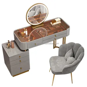 Coiffeuse Avec Miroir Makeup Vanity Desk Modern Light Luxury Style Dressing Table with Chair