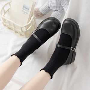 Calcetines de media pantorrilla con volantes para niña y mujer, medias blancas y negras con volantes, venta al por mayor - Product Image 3