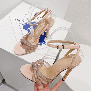 Sandalias de Tacón con Tiras y Lazo Hecho a Mano con Pedrería para Mujer, Moda Verano 2025 - Product Image 3