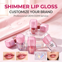 Gloss à lèvres scintillant en forme de cœur, label privé avec logo personnalisé, non collant, hydratant, longue tenue, 3g, maquillage cosmétique pour les lèvres