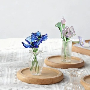 Jarrón Pequeño de Cristal Art <span class=keywords><strong>Deco</strong></span> con Ramo de Flores de Nacimiento, Centro de Mesa para Decoración de Bodas y Cumpleaños - Product Image 1