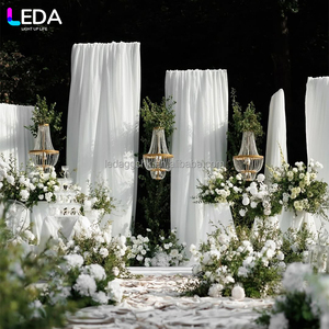 LEDA white Romantic Style Hanging Wedding <b>Drapes</b> Ceiling Decoration Chiffon Sheer <b>Curtain</b> Reception - Product Image 2