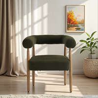 Fauteuil en bois massif nordique de haute qualité, style minimaliste moderne, avec revêtement en tissu, pour cuisine et salle à manger
