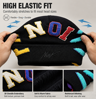 Casquette personnalisée style cool, streetwear, colorée, avec patchs brodés, à revers, en tricot épais, résistante au froid, polyvalente pour adultes