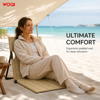 WOQI Siège de plage pliant sans pieds, chaise de sol rembourrée avec dossier, chaise longue ultra-plat portable pour pelouse OEM