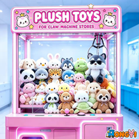 Figurine en peluche colorée de 8 pouces, poupée de dessin animé douce pour machine à griffes, vente en gros pour stand de jeux d'arcade