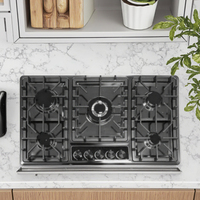 Ohchuly 5 brûleurs en acier inoxydable plaque de cuisson à gaz intégrée allumage électrique appareil de cuisine pour hôtels restaurants table