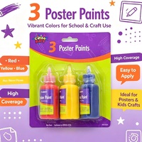 Ensemble de peinture pour affiches lavable non toxique en 3 couleurs, peinture pour affiches pour enfants, flacons de 60 g, idéal pour l'art scolaire, l'artisanat et la création d'affiches