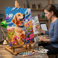 Peinture par numéros pour adultes, kit de peinture à l'huile DIY, chien dans des fleurs, toile imprimée 40x50cm, décoration murale pour la maison, écologique
