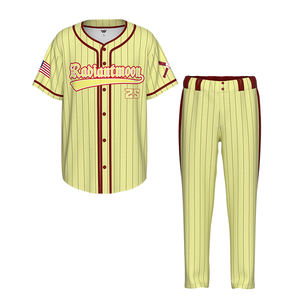 Conjunto de uniforme de béisbol personalizado Sublimación Diseño Trim Pinstripe Hombres Camiseta de béisbol - Product Image 3