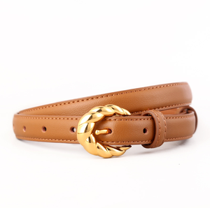 Cinturón de Cuero para Mujer con Hilo de Coser, Hebilla Dorada Moderna y a la Moda, Cinturón para Jeans de Mujer - Product Image 6