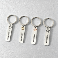 Porte-clés long en acier inoxydable Ywyougang avec breloque étoile, étiquette vierge personnalisable à graver, pour cadeau, vente en gros