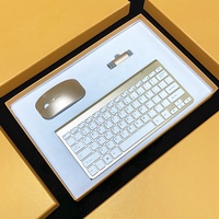 Produit d'entreprise de luxe, impression couleur argent, stylo promotionnel USB sans fil, souris de bureau, clavier, ensemble cadeau