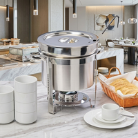 Réchaud à soupe commercial isolé rond en acier inoxydable de qualité alimentaire pour buffet, restauration et hôtels