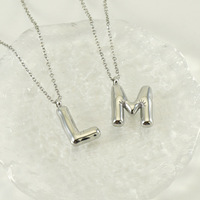 Mode argent rempli grosse bulle Alphabet lettre collier bijoux en acier inoxydable 3D A-Z initiale pendentif collier pour les femmes
