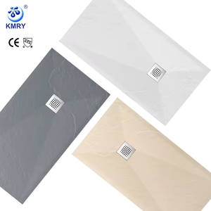 Plato de Ducha de Mármol Artificial Negro de Diseño Moderno para Baño, Directo de Fábrica KMRY, para Cuarto Húmedo - Product Image 1