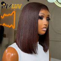 Perruques en cheveux humains vietnamiens bruts, lisses comme des baguettes, double densité, avec fermeture frontale en dentelle HD sans colle, couleur marron ombré, pour femmes noires, vente en gros
