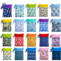 Usine En Gros 25x35Cm Imprimer Étanche PUL Double Poche Fermeture Éclair Lavable Réutilisable Maillot De Bain Sac De Voyage En Tissu Sac Sec Humide