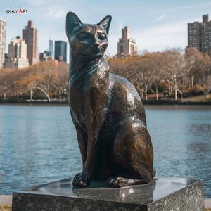Décoration publique de jardin urbain extérieur personnalisé Grande statue moderne de chat d'animal coulé en laiton en métal Sculpture géante en bronze de statue de gros chat - Product Image 3