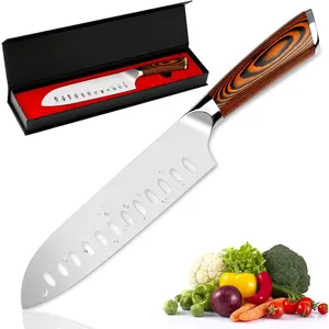 Профессиональный японский 7-дюймовый кухонный нож Santoku из высокоуглеродистой нержавеющей стали Santoku нож Ультра Острый поварский нож для кухни