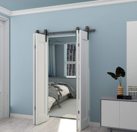 Kit de porte pliante de style grange RHETECH, robuste, à montage supérieur, noire, pour 4 portes
