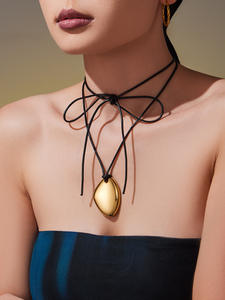 Yeni aşk deri kordon geometrik kolye uzun kolye - Product Image 5