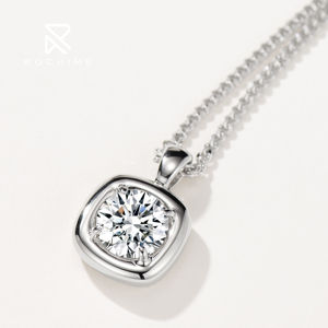 Rochime <span class=keywords><strong>simple</strong></span> 18K chapado en oro brillante solitario colgante collar 925 plata esterlina circón joyería fina para mujeres - Product Image 2