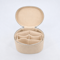 Sac de maquillage KINGSTAR en PU beige, en cuir vegan grainé, avec poignée, double fermeture éclair, organiseur de cosmétiques de voyage