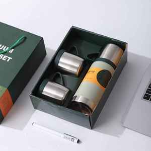 304 Stainless Steel Insulated Water Bottle Gift Set 6-12 Hours Thermal Insulation One Bottle Three Lids Portable Design - Product Image 4