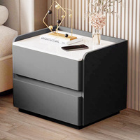 Vente directe d'usine, table de chevet en acrylique + surface en cuir, charge sans fil + lumière à détecteur de mouvement, table de chevet intelligente