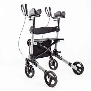 Hand Brake Euro Style Outdoor Exercise Machine Forearm Upright Walker Portable 4 Wheels Rehabilitation Rollator Walking Aids