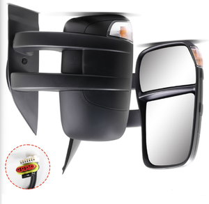 New Large Glass Power Heated Turn Signal Convex Temperature <b>Sensor</b> Left Side Mirror <b>for</b> Daily 2014+ Long Arm Model LCV Black - Product Image 3