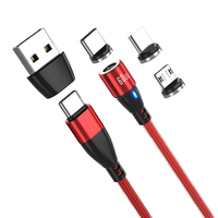 Greenport kabel Data USB pengisian cepat, kabel Data USB pengisian cepat 5V3A dengan 3 kepala berbeda dan pelindung kepang jaket TPE bengkok 540 derajat