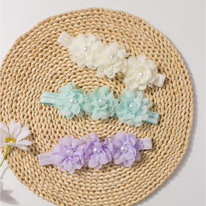 Neue Baby-Stirnbänder im europäischen und amerikanischen Stil, süßes Chiffon-Blumen-Kinder haar zubehör, leicht für alle Jahreszeiten - Product Image 1