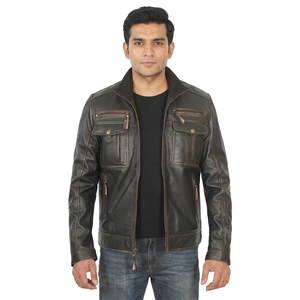 Unique Design Bestselling High Manufactured Leather <b>Jacket</b> Fashion Leather <b>Jackets</b> for Men <b>Slim</b> <b>Fit</b> Stylish <b>jacket</b> for men - Product Image 1