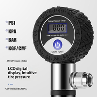 Pompe à vélo mini en alliage d'aluminium en gros avec écran LCD numérique, 120 PSI, haute pression, pompe à air portable, manomètre, double valve