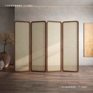 New Chinese Style Rattan <b>Screen</b> Partition Folding Solid Wood Room Divider For Living Room Office Entrance - Product Image 4
