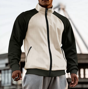 Chaqueta Deportiva Casual de Alta Calidad para Hombre, Otoño Invierno, Color Block con Cierre, Manga Larga, Cuello Alto - Product Image 6