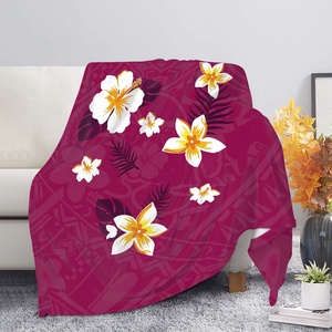 Custom Polynesian Red Tribal Pattern <strong>Home</strong> <strong>Textiles</strong> Super Soft Warm Sublimation Throw with Logo Sofa Bedding Blanket - Product Image 2