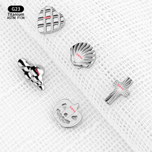 Clous d'oreilles en Titane F136, motifs Cœur, Croix, Citrouille, Coquille, Têtes de remplacement pour piercing au cartilage, Accessoires de mode - Product Image 2